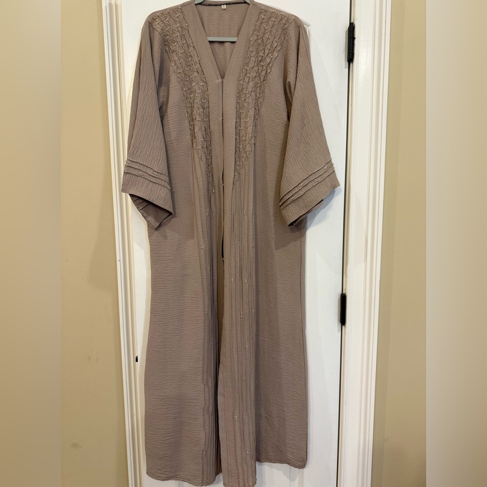 Dark beige open abaya